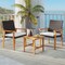 3-Piece Outdoor Bistro Set – PE Wicker with Acacia Wood Table and Chairs
